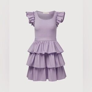 Rachel Parcel tiered ruffle dress in lavender small